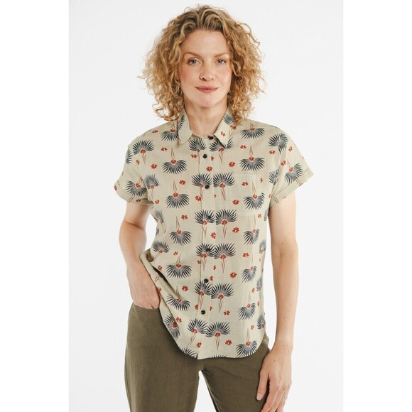 Bridge & Burn The bea Shirt Top Short Sleeve Buttondown Printed XL NWT 283318 - Picture 1 of 14